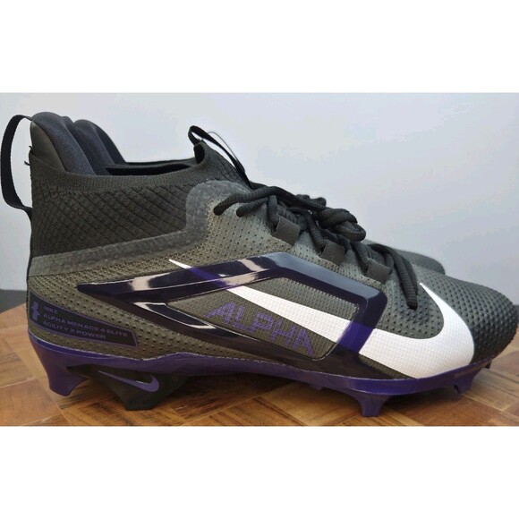 Size 11.5 Nike Alpha Menace 4 Elite Football Cleats Mens Black/Purple FZ7701-005